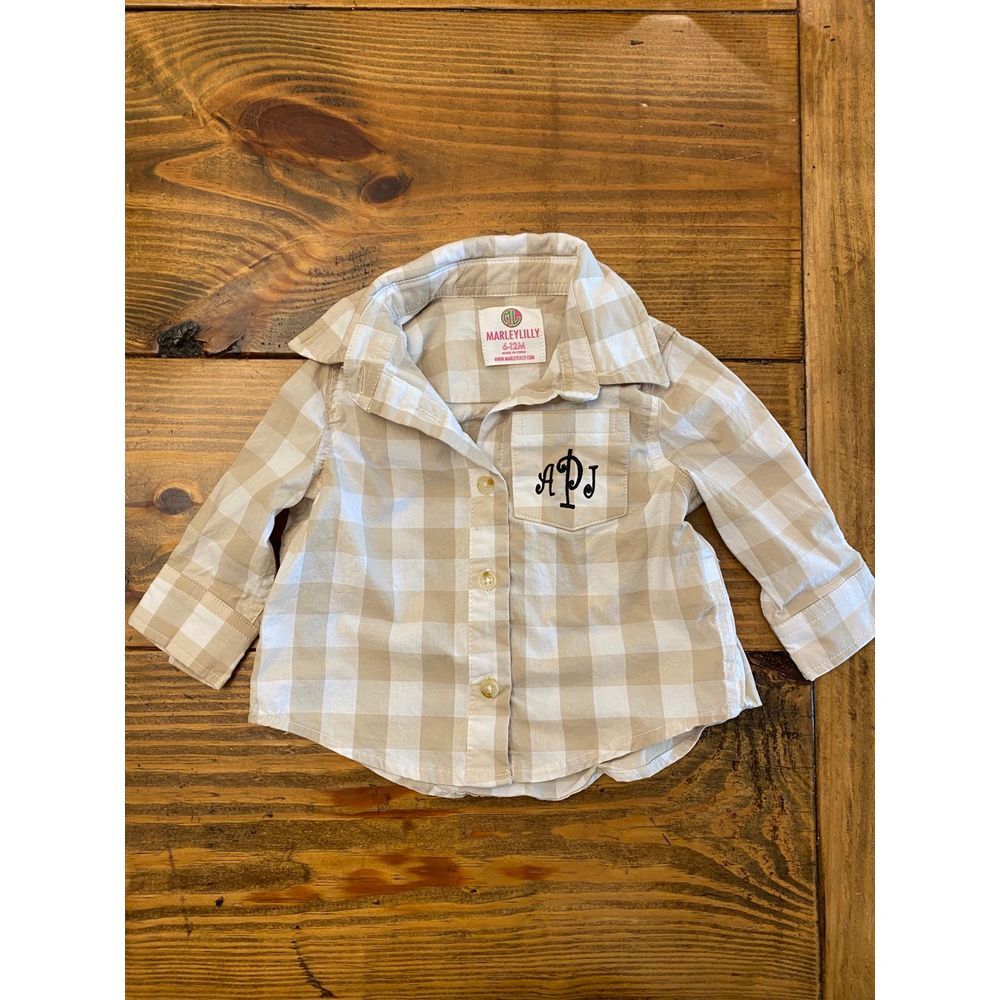 MarleyLilly aPj monogrammed shirt 6/12m‎